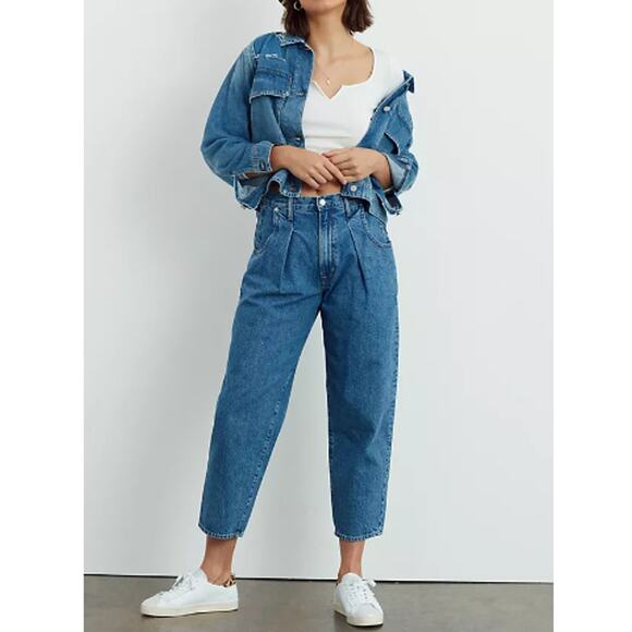 New ~ EDWIN ~ FREE PEOPLE Blake Ultra High-Rise Pleated Slim Jeans Size 28 - Picture 9 of 9